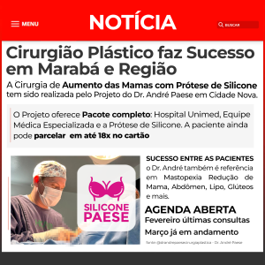 Qual o preco da cirurgia de aumento dos seios com protese de silicone Projeto Silicone Paese Marabá
